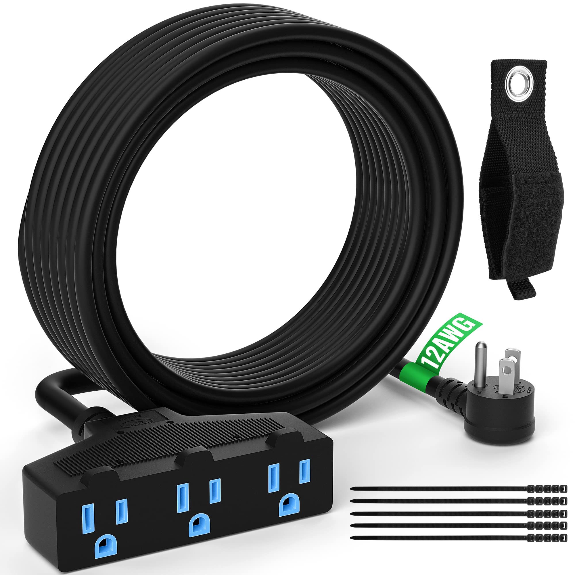 Amazon.com: Outdoor Extension Cord 15 Ft with 3 Outlets, 12/3 SJTW